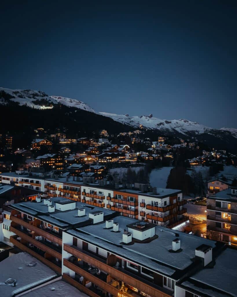 Crans Montana in a winter night