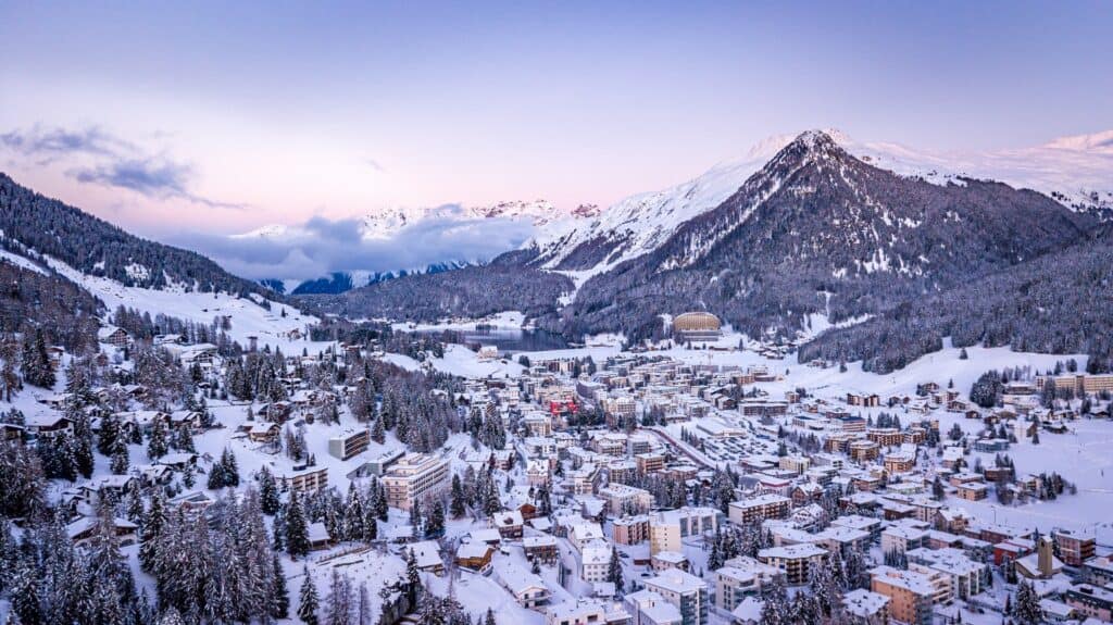 The city of Davos in the Swiss Alps