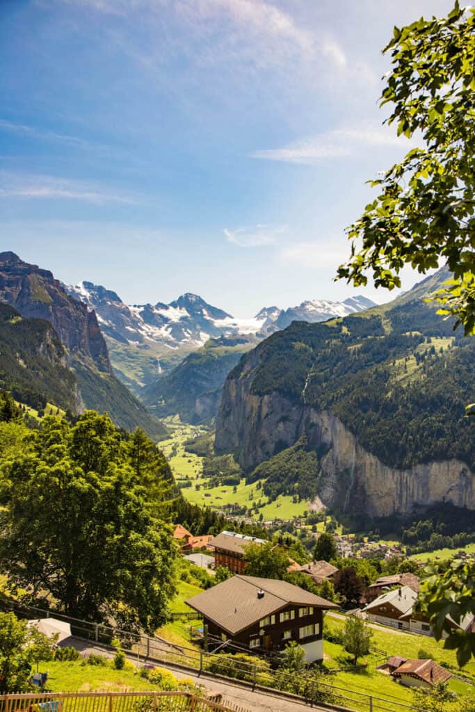 Scenic view of the Lauterbrunnen Valley in Summer