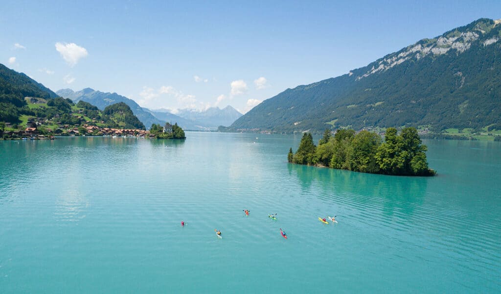 Iseltwald at Lake Brienz with Kajakers