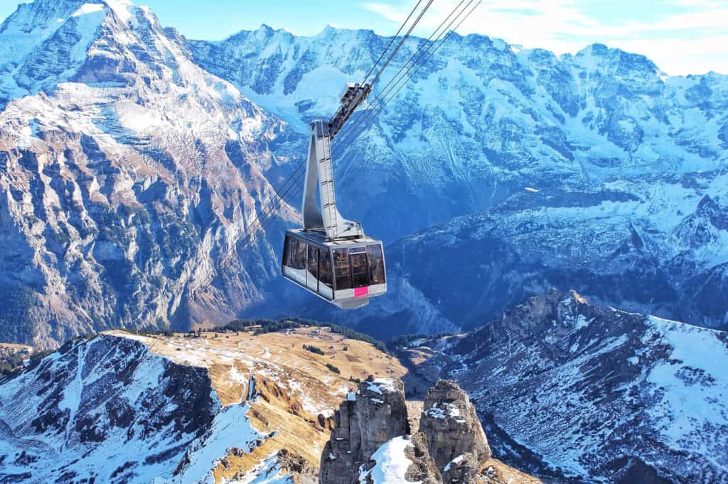 Cable Car on the ascent to the Schilthorn