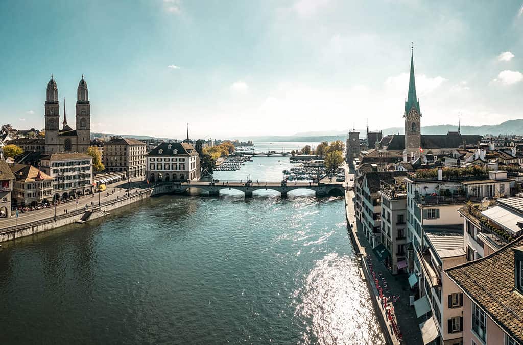 Limmat river scenic view in Zurich