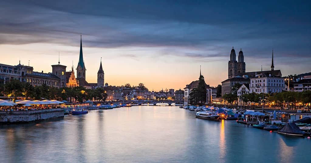 Panorama at the Limmat River in Zurich
