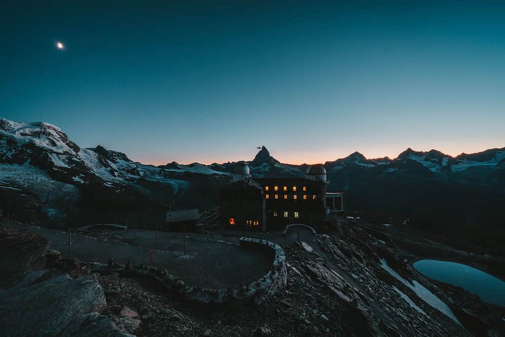 The Hotel at Gornergrat in the evening