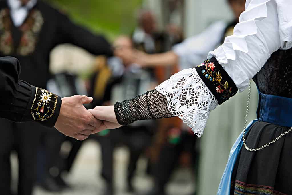 Details of traditional swiss clothing