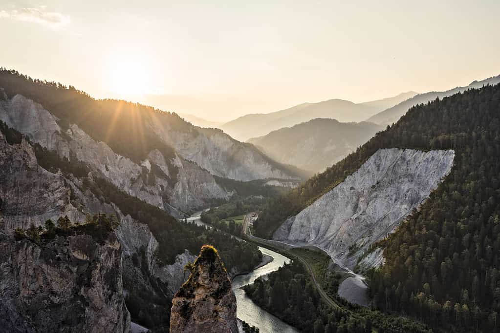 The rhine gorge at versame scenic aerial view