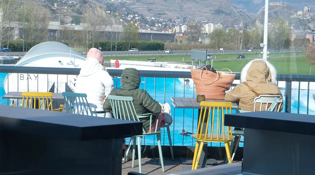 Spectators at alaia bay in winter
