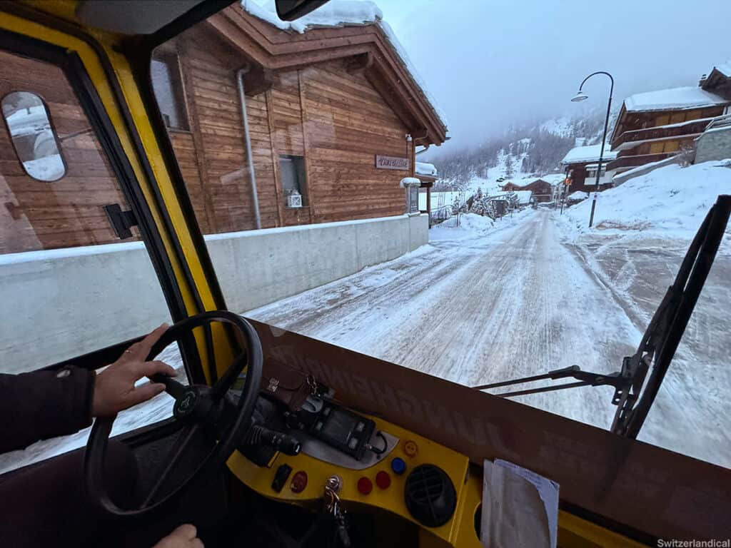 Riding on a electric Taxi in Zermatt